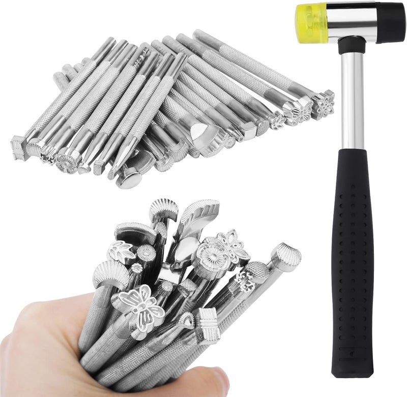 ZMAAGG 21 PCS Leather Stamping Tools, Leather Stamping Kit with Rubber Hammer for Leather Working - Image 1